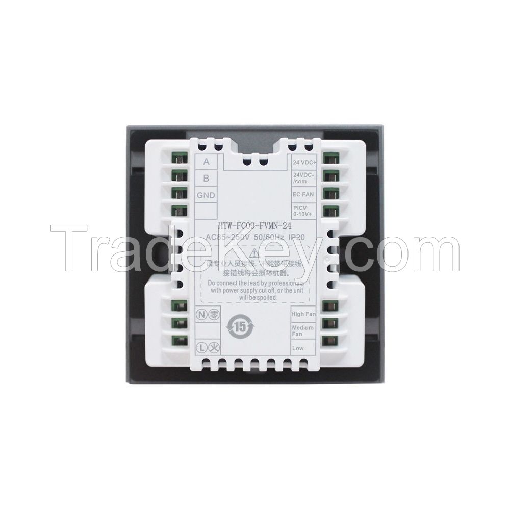 2 Pipe RS485 Modbus Hotowell FC09 On Off EC Fan Thermostat with VA Negative Screen