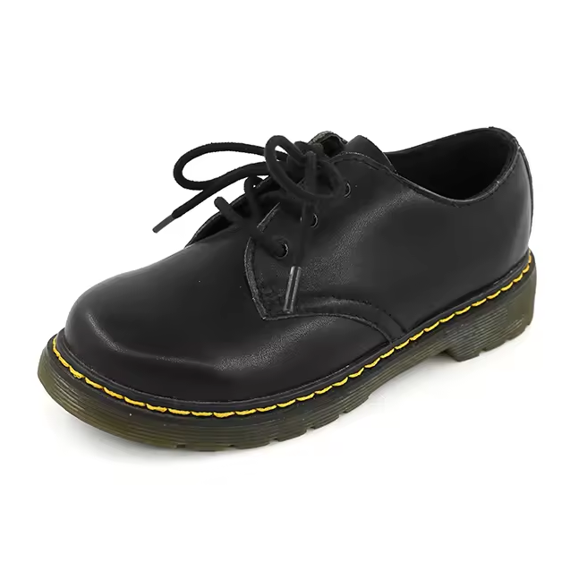 OEM Brand Factory Customized Made Lace-Up Flat Style School Uniform Kids Shoes