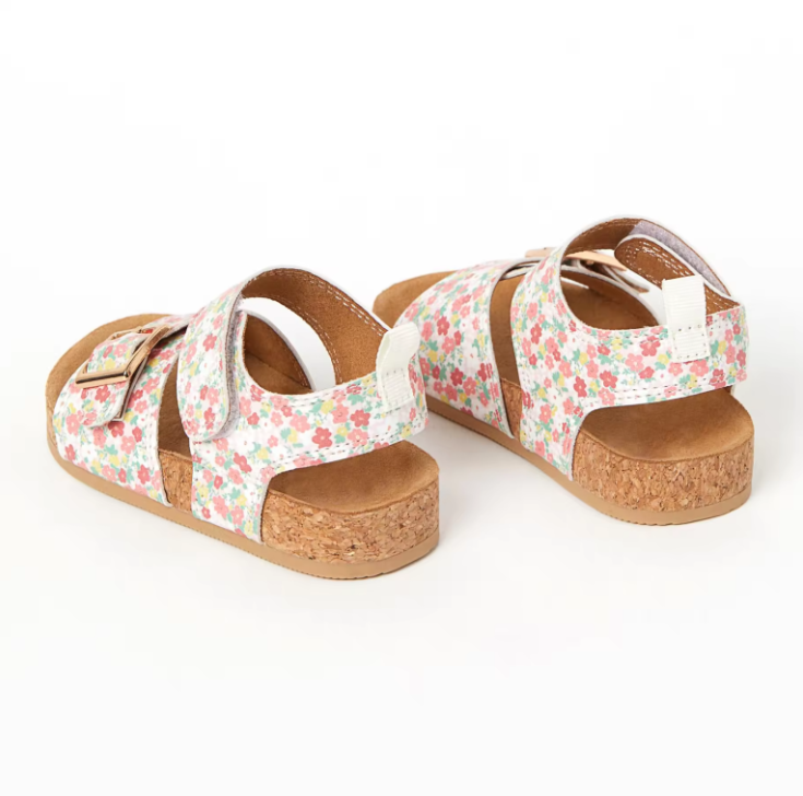 Custom Beach Open Toe Adjustable Strap Buckle Suede Sole Flat Kids Cork Sandals