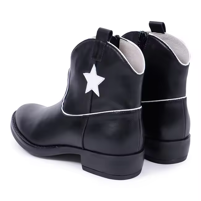 Fashion Cute Round Toe Pull On Leather Winter Youth Girls Western Cowboy Cowgirl Boots