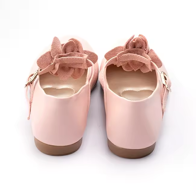 Pink With Flower Wedding Princess Dress Girls Mary Jane Flats Little Kid Ballerina Shoes