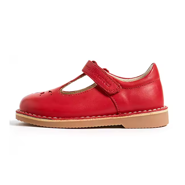 Red Patent Leather T-Strap Mary Jane Princess Old School Style Girl Uniform Dress Shoe