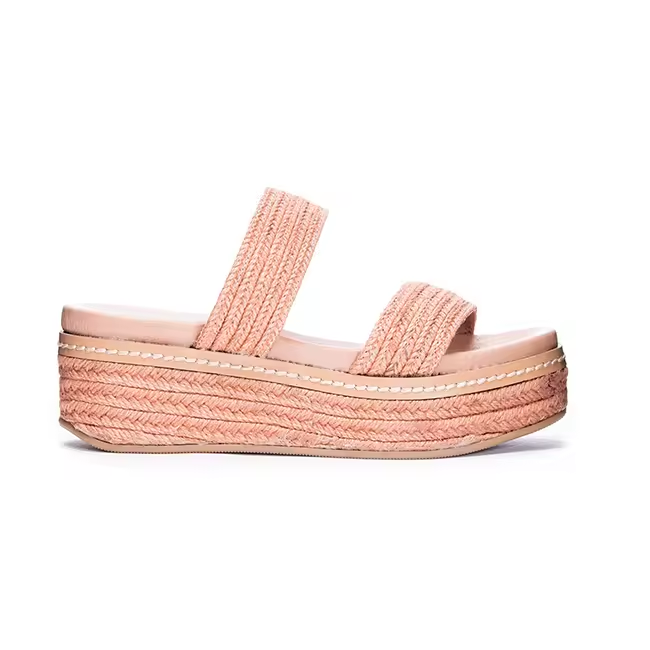 Open Toe Rope Strap Studded Platform Espadrilles Women Beach Slippers