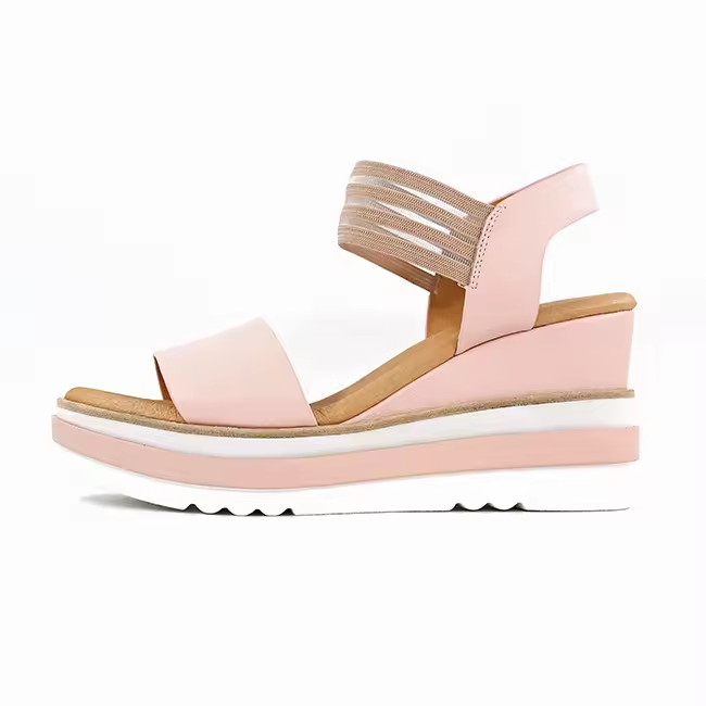 Open Toe Elastic Strap Cork Platform Casual Summer Women Wedge Sandals