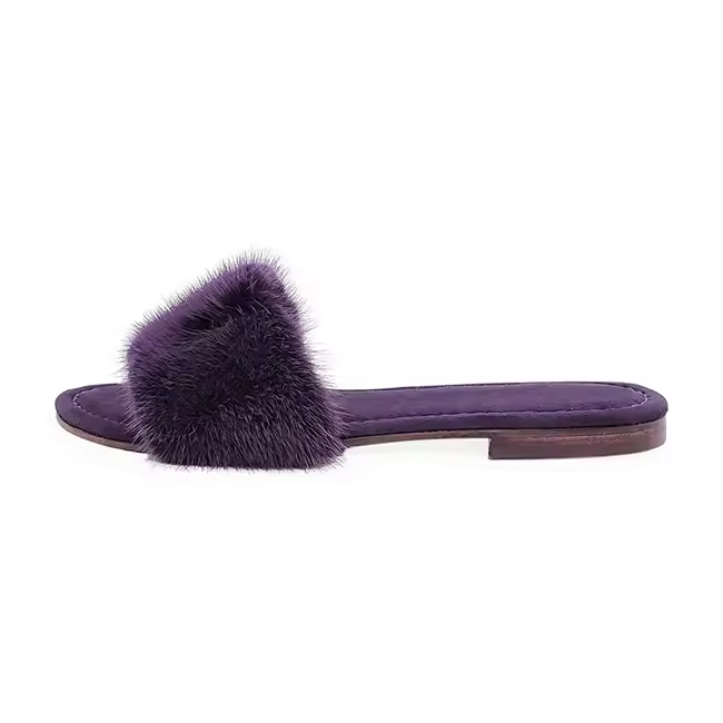 Indoor Outdoor Slip On Winter Luxury Furry Flat Slippers Women Faux Fur Slides