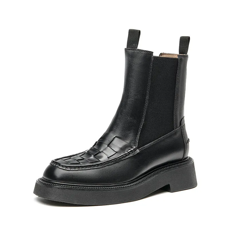 Wholesale Italy Design High Quality Genuine Leather Water Proof New Design Fashion Women Slip On Chelsea Boots