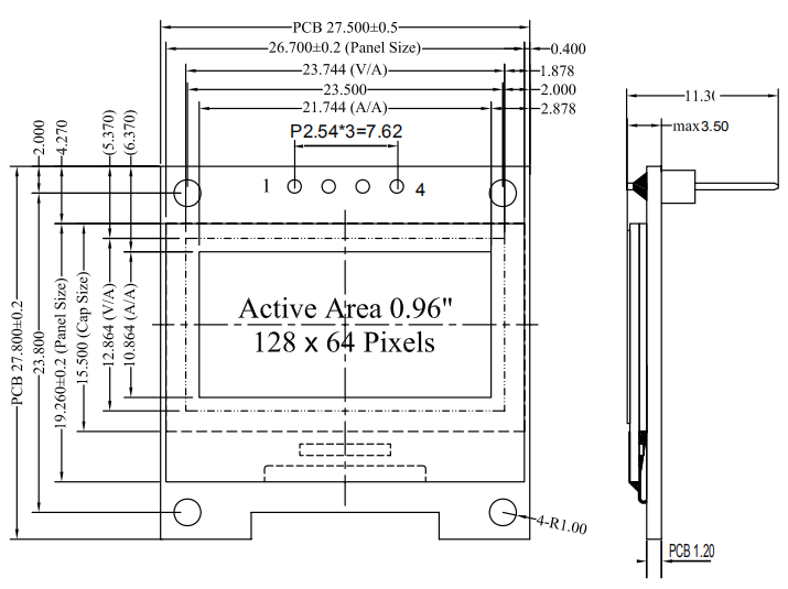 SSD1306 I2C 4Pin 128x64 OLED Display Module 0.96 Inch