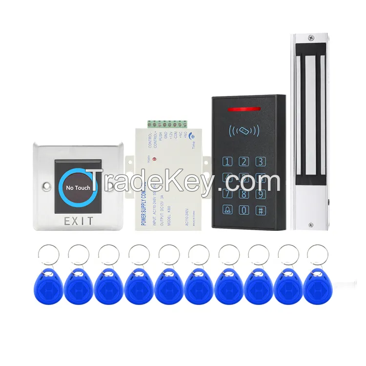 Glass door 180KG/280KG electromagnetic lock access control system kit+metal FRID keyboard+exit button+RFID key box