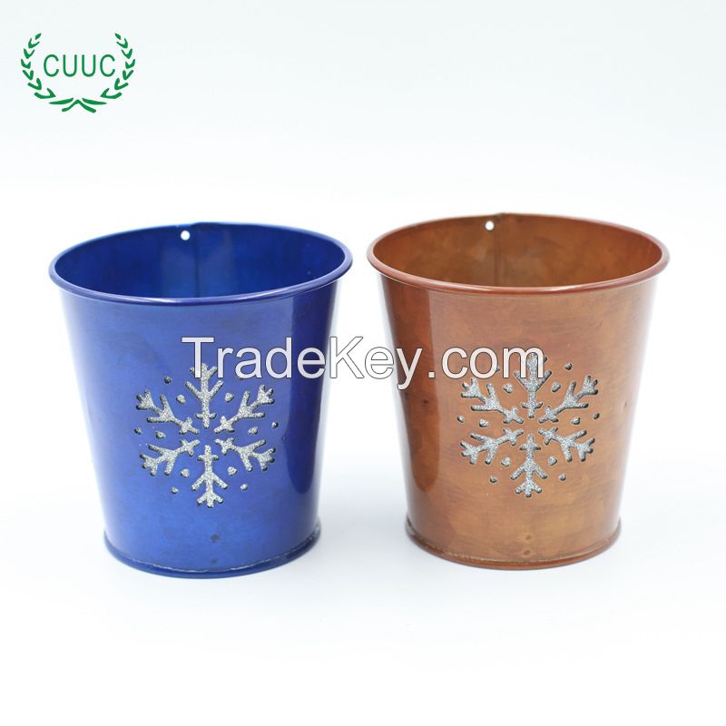 Galvanized Garden Planter Flower Pot for Christmas Decoration