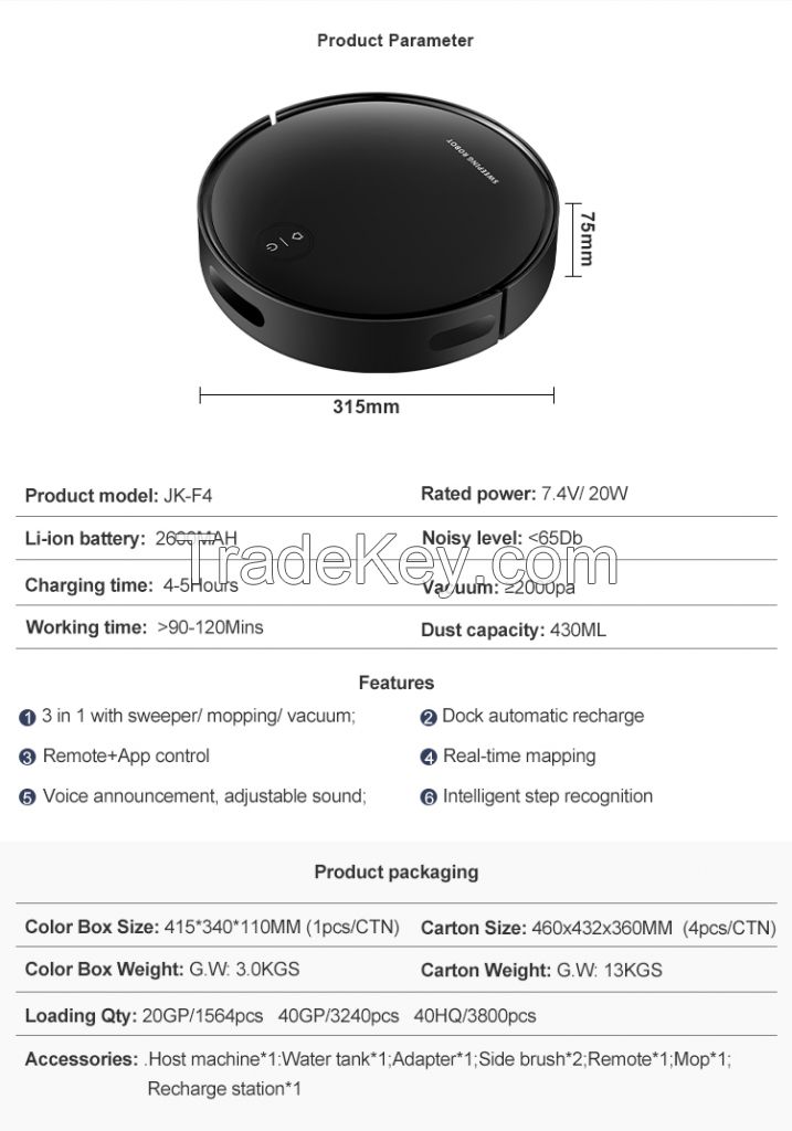 F4 robot vacuum cleaner and mopping robot supurge