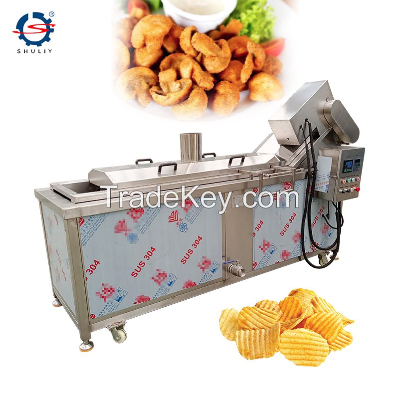 Automatic Continuous Tofu Fried Polenta French fries fried chicken Deep Fryer Frying Machine