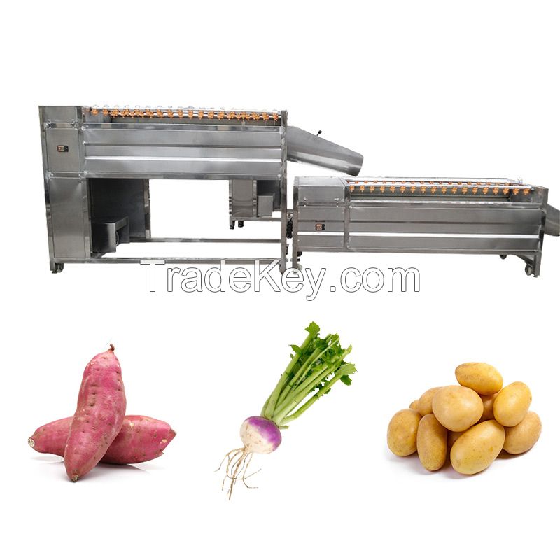 Industrial Brush Type Potato Peeling and Root Vegetable Washing Machine