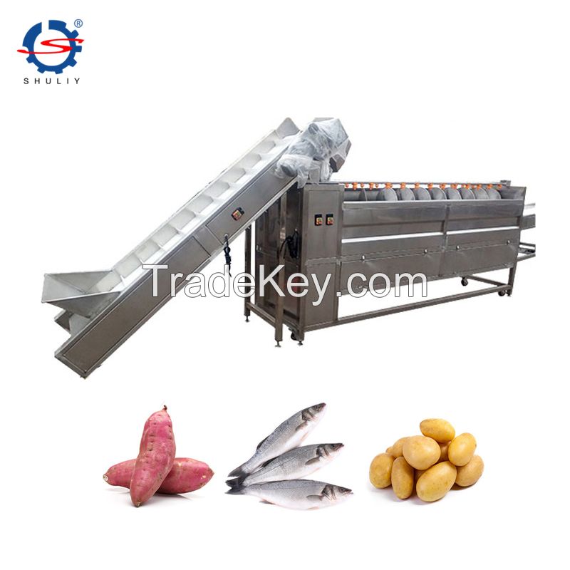 Industrial Brush Type Potato Peeling and Root Vegetable Washing Machine