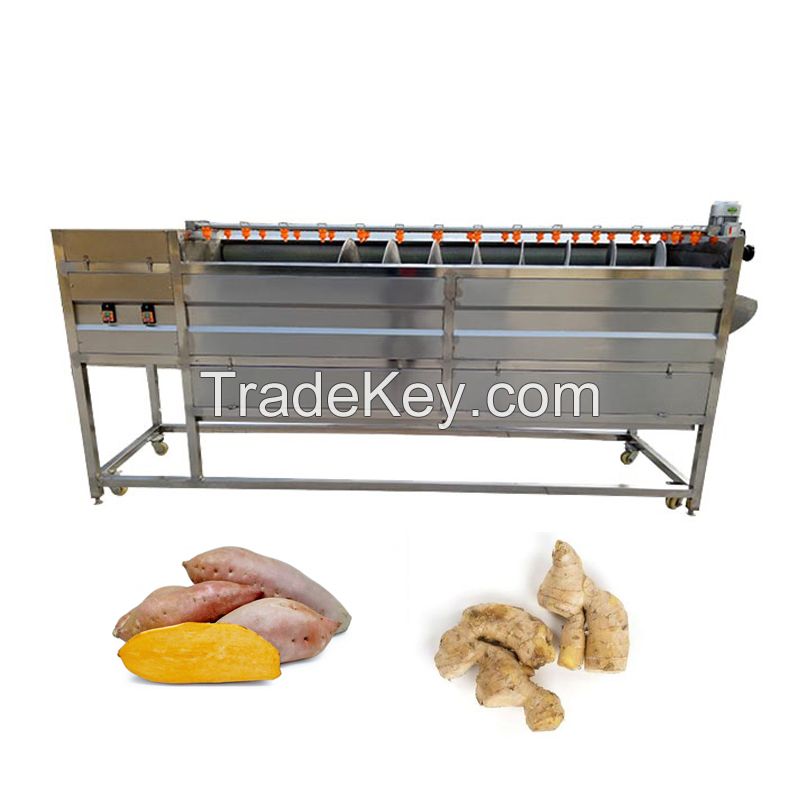 Industrial Brush Type Potato Peeling and Root Vegetable Washing Machine