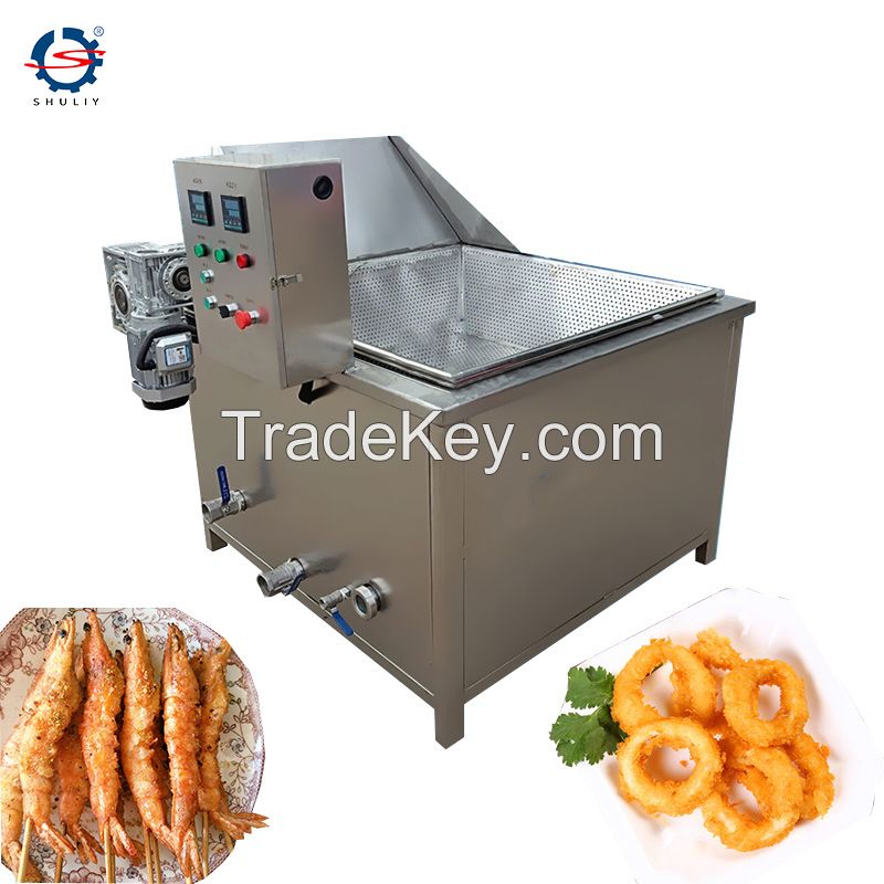 Discharging Chicken Plantain Potato Banana Cassava Chips Fryer Machine 