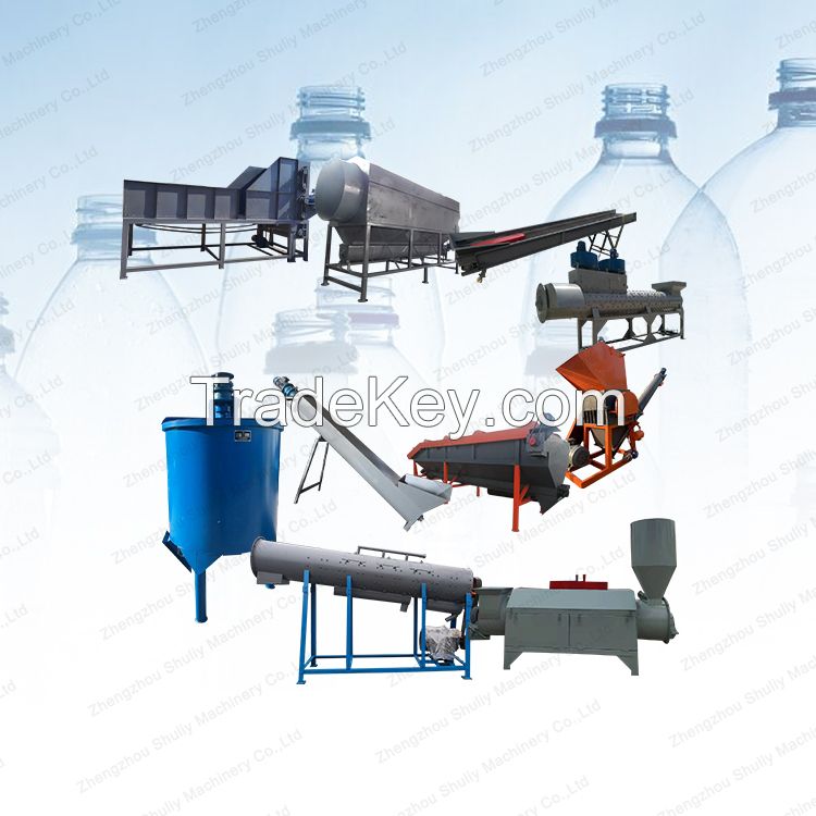 Mineral water bottles process production line to crush wash drying 