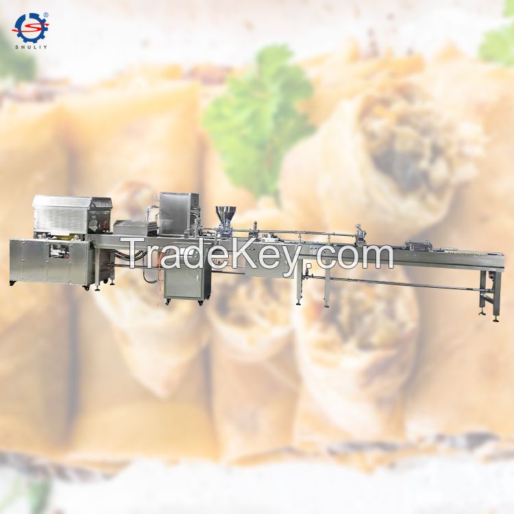 Factory price Chinese automatic spring roll pastry sheet forming stuffing wrapping making machine production line