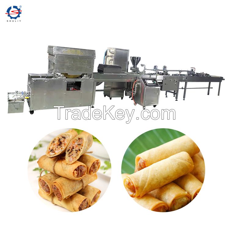 Factory price Chinese automatic spring roll pastry sheet forming stuffing wrapping making machine production line