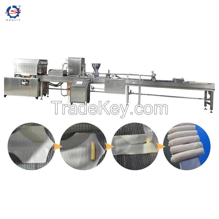 Factory price Chinese automatic spring roll pastry sheet forming stuffing wrapping making machine production line