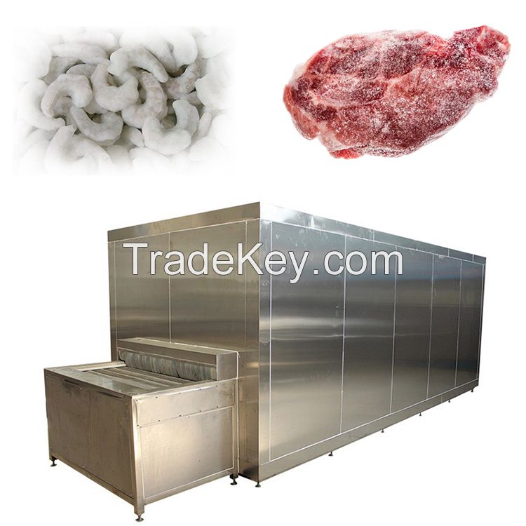 Seafood Meat Poultry Freezing Conveyor Quick Freeze Machine Supplier IQF Tunnel Freezer