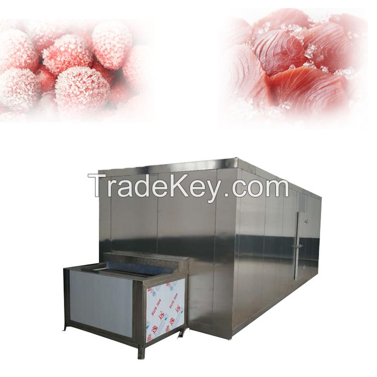 Seafood Meat Poultry Freezing Conveyor Quick Freeze Machine Supplier IQF Tunnel Freezer