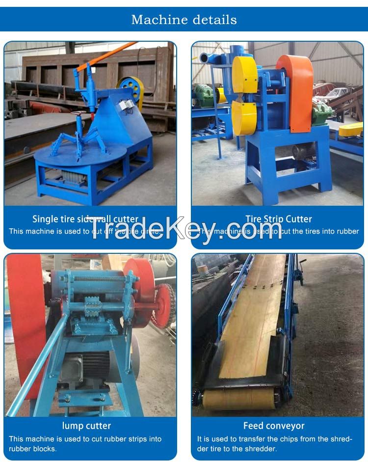 automatic tire recycling line scrap tire crushing machine