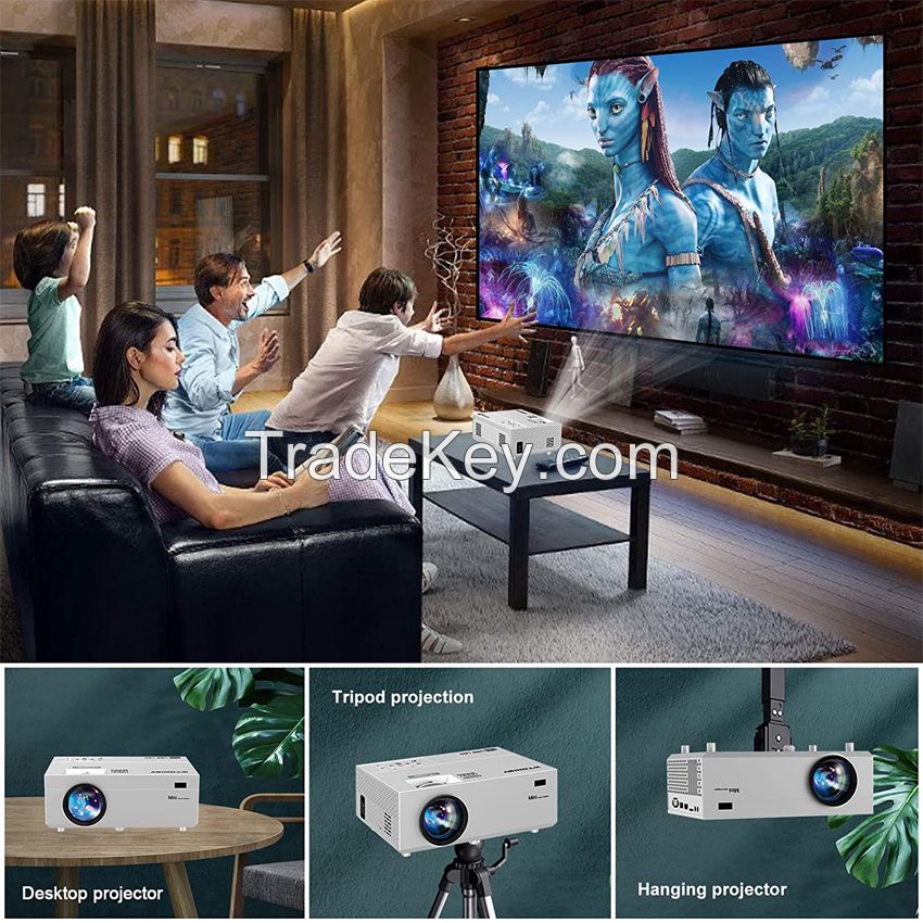 Projector, Native 1080P Full HD Projector with Speaker, Outdoor Portable Movie Mini Projector Compatible with Laptop, Smartphone, TV Stick, Xbox, PS5