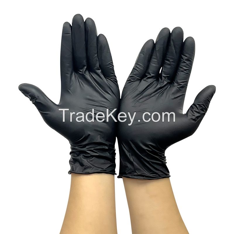 3 Mil 100 Pieces a Box Black Disposable Nitrile Gloves Home Cleaning Work Safety Nitrile Gloves