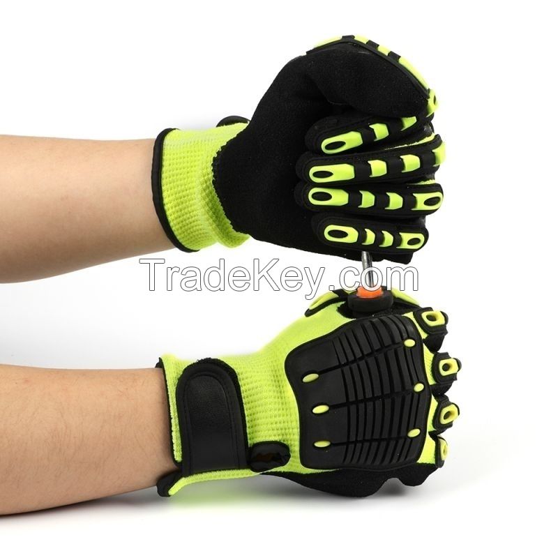  Custom Sandy Nitrile Gloves ANSI Cut-Resistant Level 5 TPR Glove with Anti-Slip Function Construction Knit