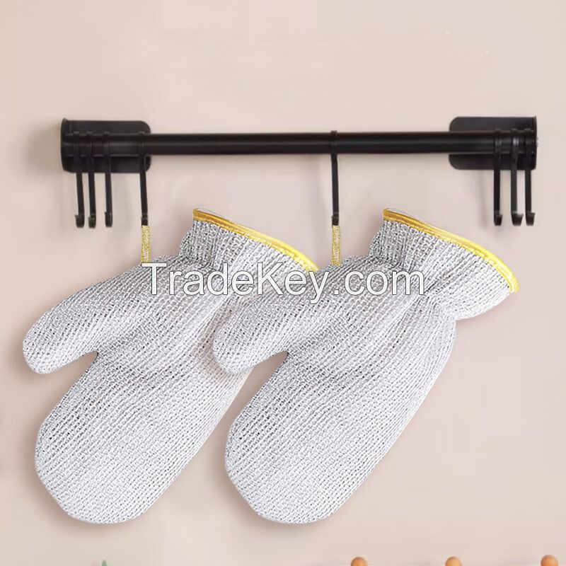 Kitchen wire dishwashing, household cleaning, silver wire dishwashing gloves, heat insulation and waterproof