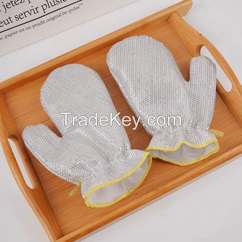 Kitchen wire dishwashing, household cleaning, silver wire dishwashing gloves, heat insulation and waterproof