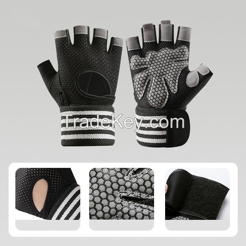 Weightlifting fitness gloves, breathable and anti-slip wrist guards, dumbbell sports half-finger gloves, thin summer models in stock