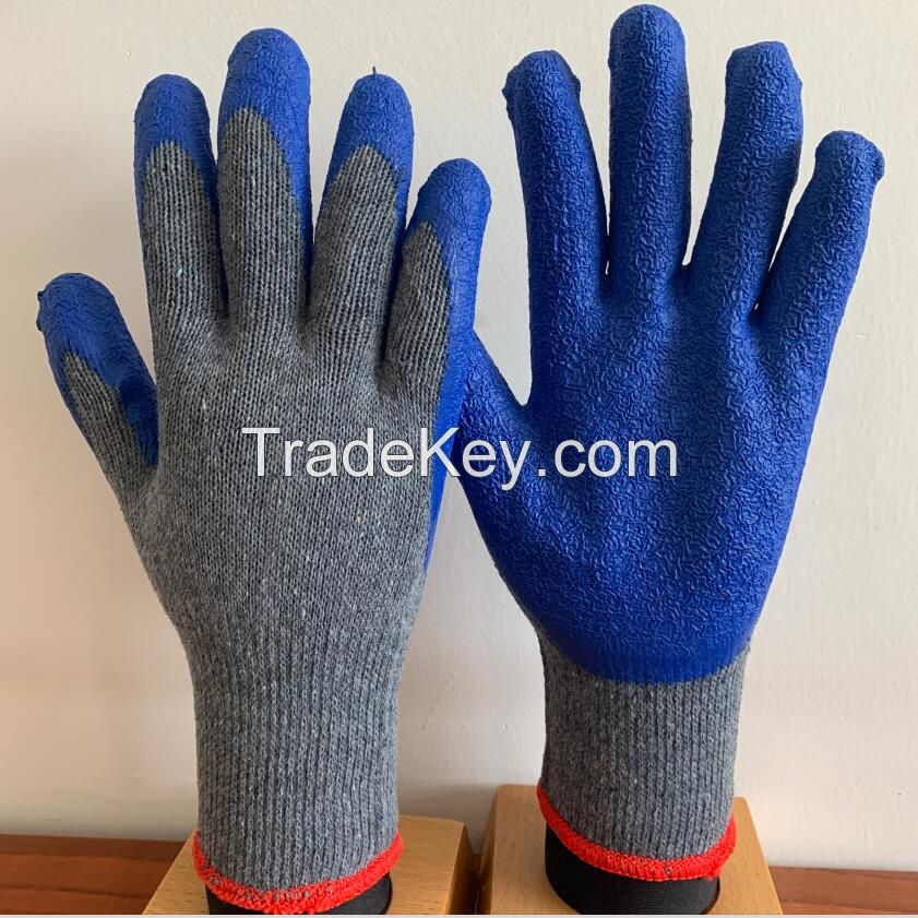 Factory Wholesale Anti Slip Crinkle 10guage Latex Coated Construction Work Gloves Industrial Winter Gloves