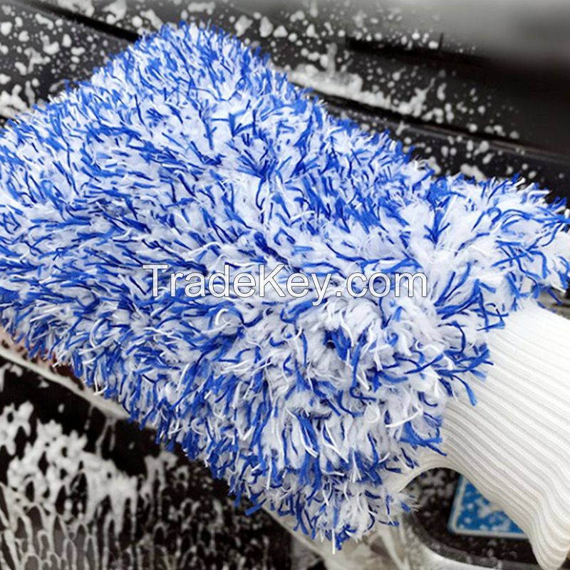 Thickened microfiber coral fleece car cleaning gloves and household car washing and cleaning products are durable