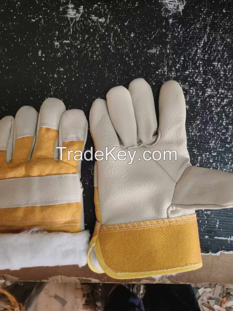 Men Heavy Duty Industrial Mechanic Safety Welding-Gloves Hand Protection Work-Gloves Leather with Custom Logo