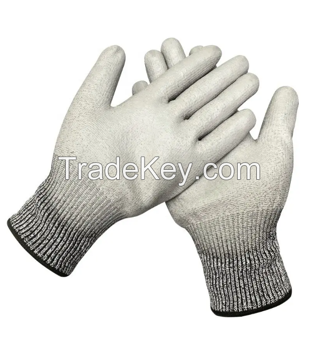 Grey Handcraft General Purpose Outdoor Sports Safety Coated Pu Work Gloves Safety