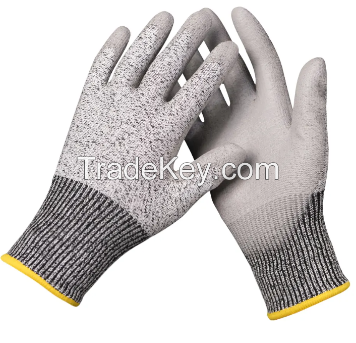 Grey Handcraft General Purpose Outdoor Sports Safety Coated Pu Work Gloves Safety