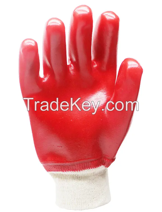 Anti Slip Oil-Proof Cotton Wool Cloth PVC Work Gloves Chinese Wholesale Thicken Strong Grip Safety Construction Gloves