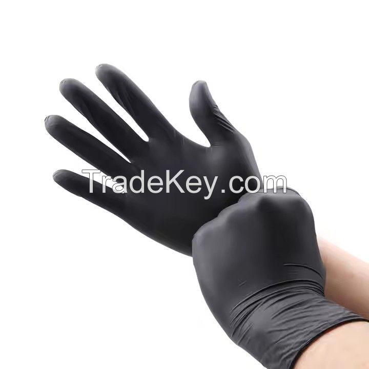 Disposable black nitrile gloves are highly elastic, thickened and durable, providing protection for aquatic, livestock and food products, and are acid-resistant