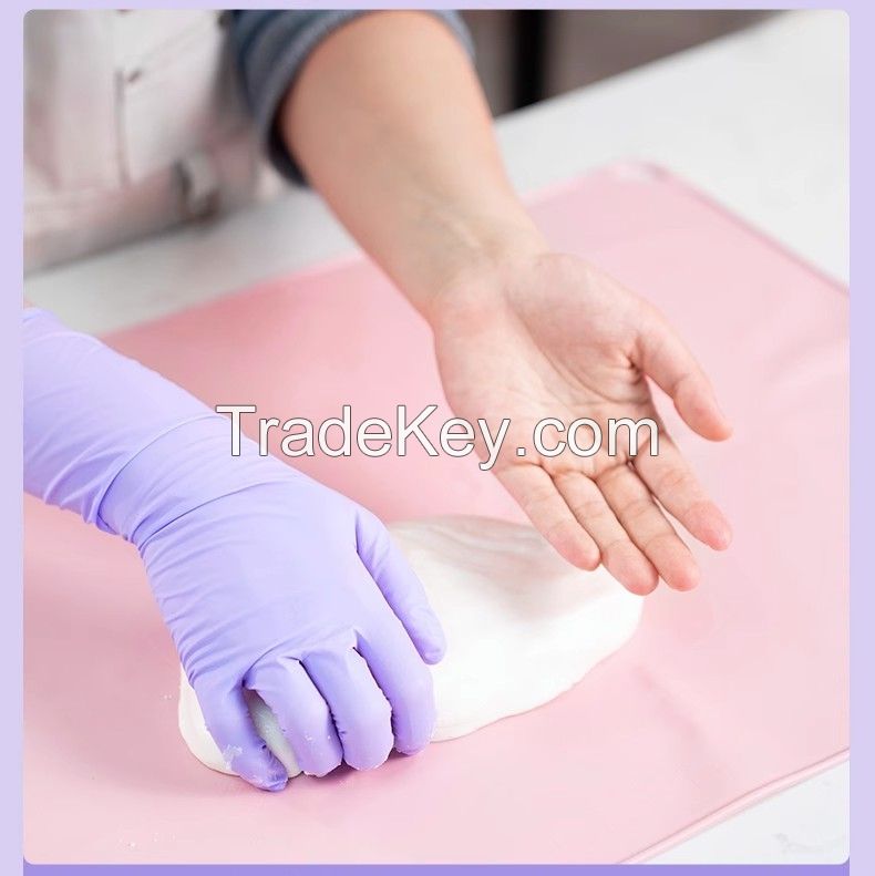 12-inch purple nitrile disposable gloves for kitchen food-grade dishwashing, durable and waterproof for household cleaning