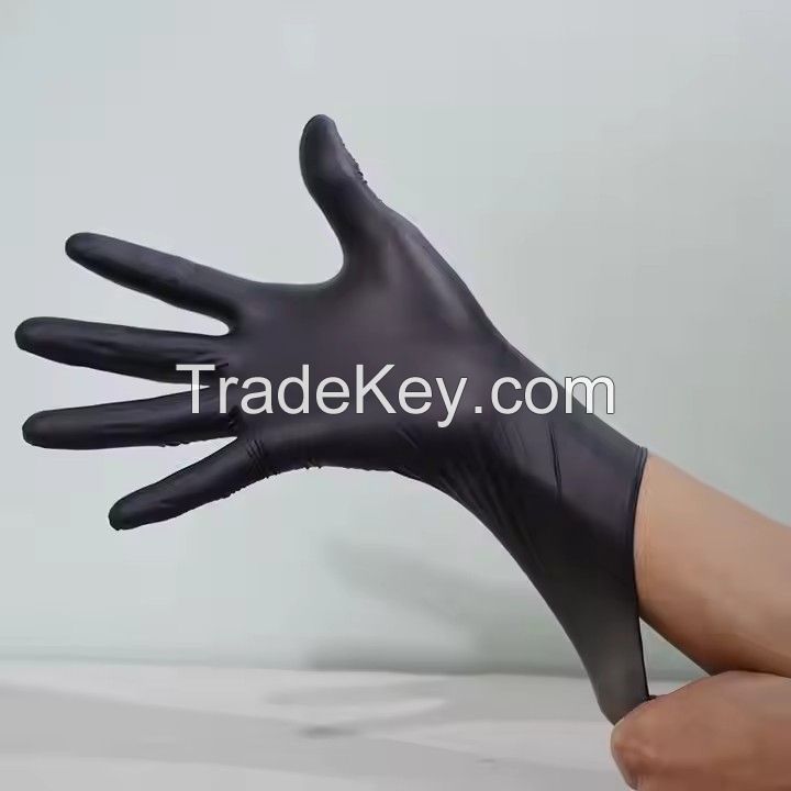 Disposable black nitrile gloves are highly elastic, thickened and durable, providing protection for aquatic, livestock and food products, and are acid-resistant