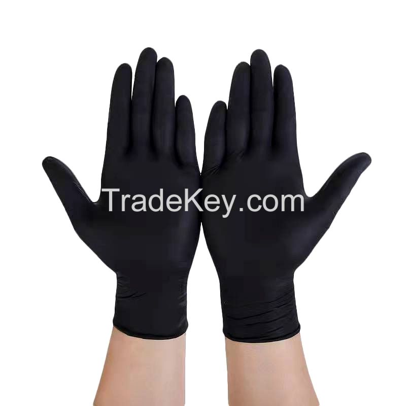 Disposable black nitrile gloves are highly elastic, thickened and durable, providing protection for aquatic, livestock and food products, and are acid-resistant