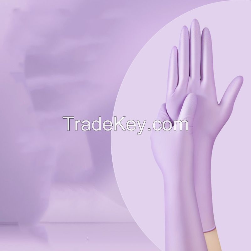 12-inch purple nitrile disposable gloves for kitchen food-grade dishwashing, durable and waterproof for household cleaning
