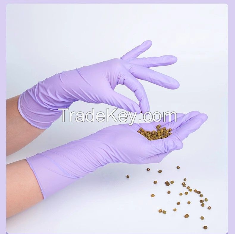 12-inch purple nitrile disposable gloves for kitchen food-grade dishwashing, durable and waterproof for household cleaning
