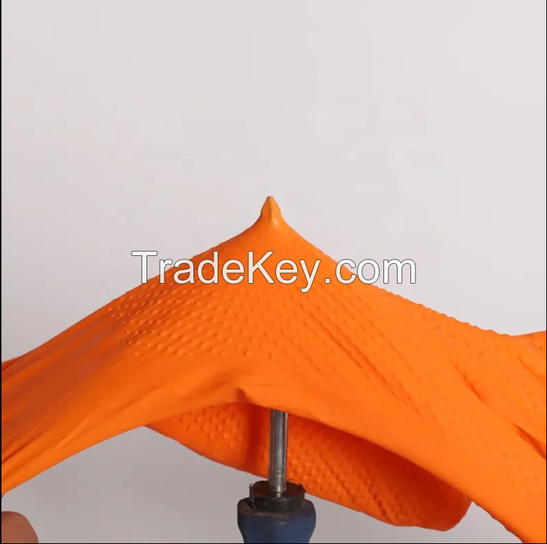 Diamond Patterned XL Nitrile Gloves Thick Durable Waterproof Oil Chemical Corrosion Resistant Powder Free Safety Gloves