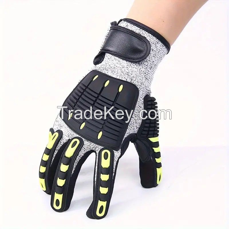 TPR anti-collision labor protection machinery manufacturing anti-cut and wear-resistant gloves nitrile frosted anti-slip