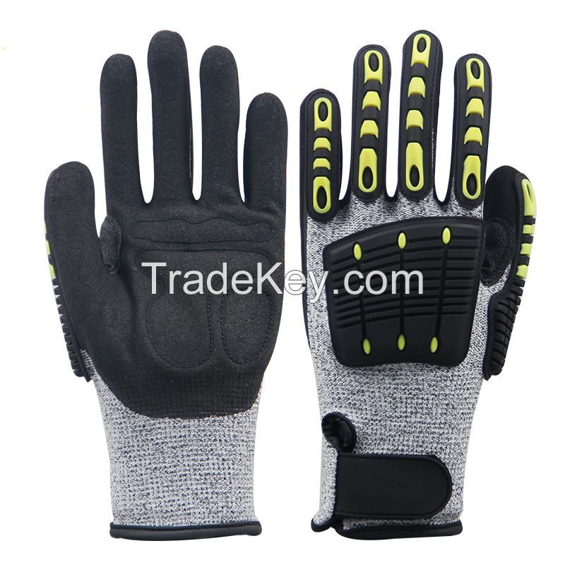 TPR anti-collision labor protection machinery manufacturing anti-cut and wear-resistant gloves nitrile frosted anti-slip