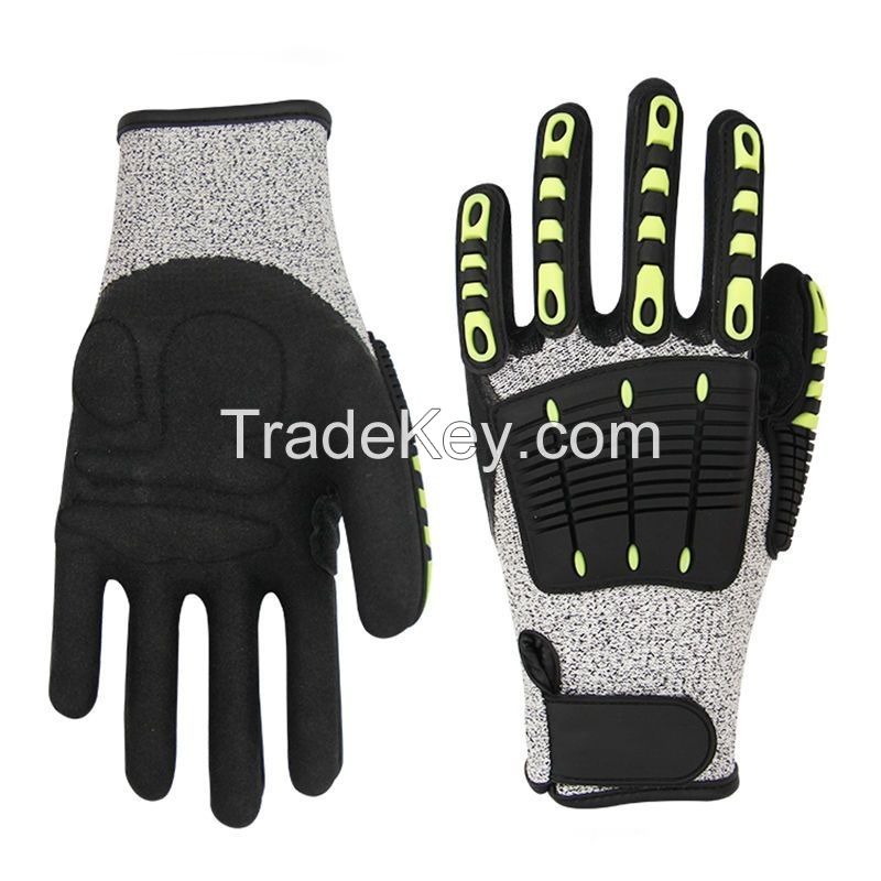 TPR anti-collision labor protection machinery manufacturing anti-cut and wear-resistant gloves nitrile frosted anti-slip