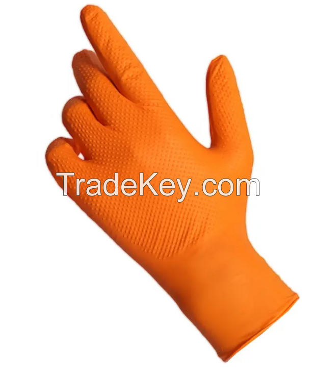 Diamond Patterned XL Nitrile Gloves Thick Durable Waterproof Oil Chemical Corrosion Resistant Powder Free Safety Gloves