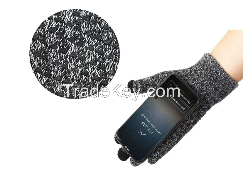 Customized LOGO Acrylic Cold Weather Knitted Gloves Running Driving Bicycle Gloves Winter Touchscreen Gloves Men and Women